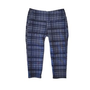 Athleta Women's Blue Gray Plaid Cropped Leggings‎ Medium